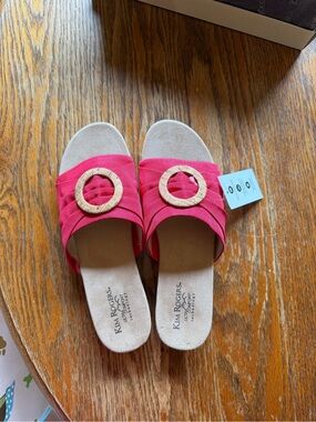 Kim Rogers Coral Slide Sandals with Accent Buckle